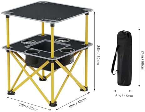 Folding Camping Table with 4 Cup Holders, Lightweight Portable Beach Outdoor - Image 2