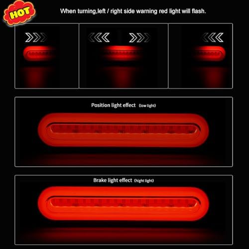 9 Inch Red Color Oval Cargo Carrier Stop Turn Signals Tail Light Light Kit - Image 6