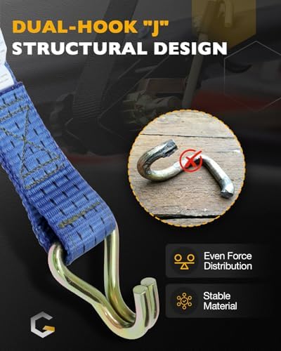 Lumber Rack Ratchet Straps, Ladder Rack Straps, Truck/Pipe/Roof Rack Straps - Image 6