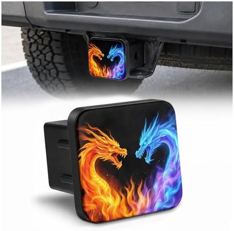 Blue Red Fire Dragon Hitch Cover Receiver Tube Hitch Plug, Tool-Free Install by Unknown