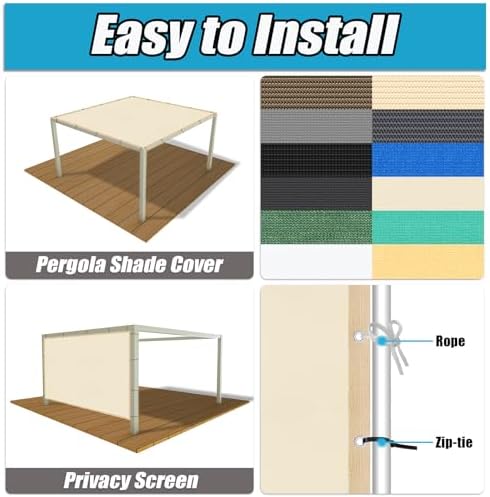 Amagenix 90% Pergola Shade Cover 6' X 16' Sun Shade Cloth - Image 4