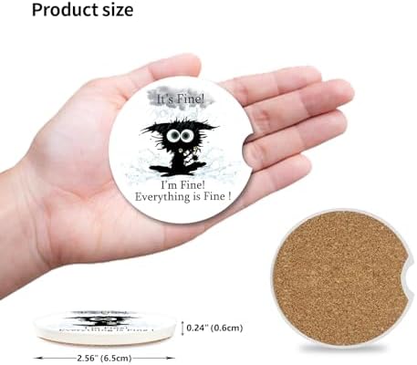 Cat hit by Lightning Absorbent Car Coasters - Image 2