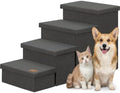 Zerbuger Dog Stairs with Storage, Dark Grey 4 Steps Dog Ramp no Condo by Zerbuger