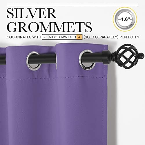 NICETOWN Lilac Purple Blackout Curtains 90" Long - Image 3