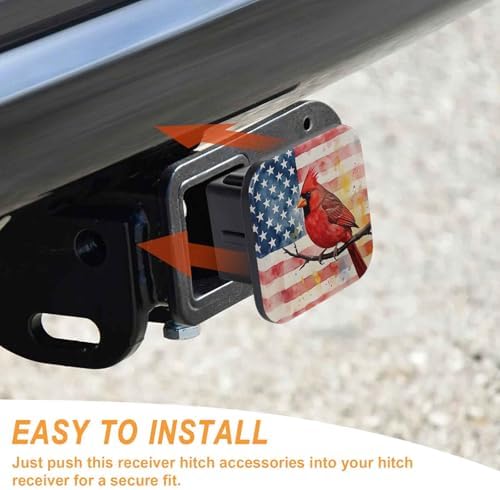 2 Inch Watercolor Cardinal American Flag Trailer Hitch Cover Rubber Receiver - Image 4