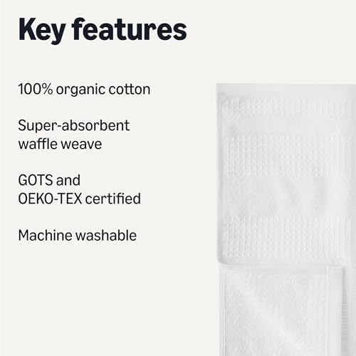 Amazon Basics Organic Cotton Waffle Kitchen Dish Cloths, Ultra Absorbent - Image 2