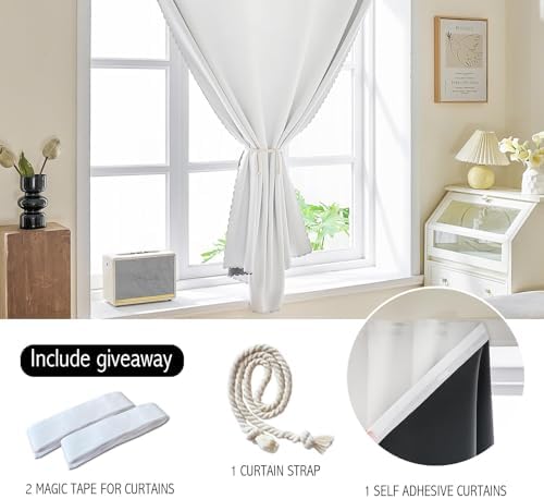 AJAZZ 100% Black Out Curtains Adhesive Blackout Temporary Curtain No Drilling - Image 3