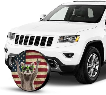 Spare Tire Covers for Trailers, Funny Raccoon Rock Flag USA Wheel Protectors - Image 4