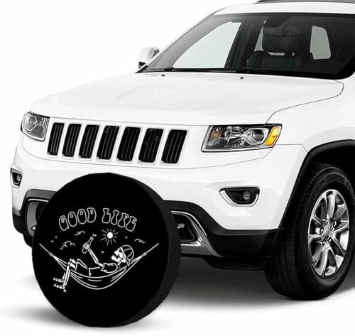 Skeleton in Hammock Spare Tire Cover Beautiful Life White Black Background - Image 4