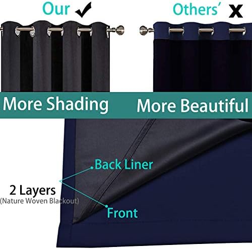 Yakamok Navy Blue Blackout Patio Door Curtain Panels W100 x L84, 1 Panel - Image 5