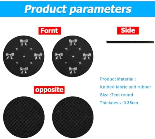 2PCS Car Coasters Rhinestone Bow Cup Holder Pad Anti-Slip Gray - Image 2