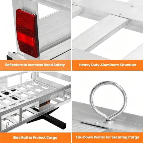 50"x29.5"x9" Aluminum Hitch Cargo Carrier 500lbs Capacity - Image 6