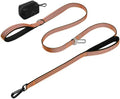 Double Handle Dog Leash with Poop Bag Holder and Car Seat Belt Buckle by WINGOIN
