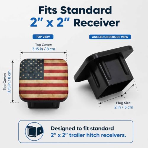 Trailer Hitch Covers Vintage American Flag Heavy Duty 2 Inch Hitch Cover - Image 2