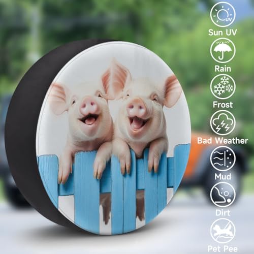 Spare Tire Cover for RV Trailer, Cute Animal Pig Waterproof Sun Leather Wheel - Image 3