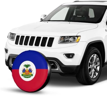 Haiti Flag Haitian National Flags Spare Tire Cover, Universal Waterproof & - Image 3