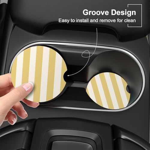 Ceramic Car Coasters – Absorbent Car Cup Holder Coaster Set - Image 2