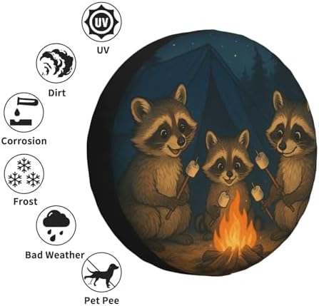 Cute Raccoon Camping Spare Tire Cover - Image 4