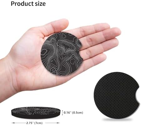 Black Contour Map Cute Cup Holder Coasters, Car Coasters - Image 4