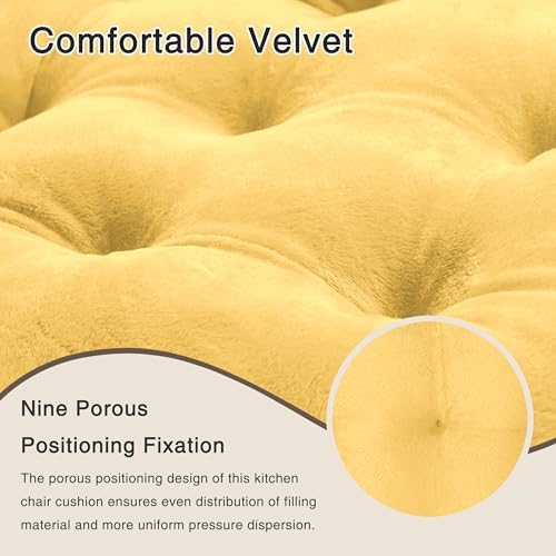 OVOV 4 Pack Chair Cushions for Dining Chairs 15.5"x15.5" Pastel Yellow - Image 4