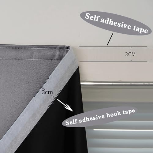 AJAZZ 100% Window Blinds Blackout Portable Black Out Curtains Adhesive Curtains - Image 6
