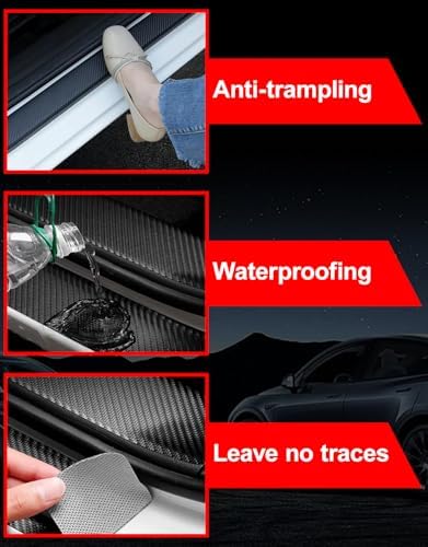Door Sill Protectors for Ford F250, Carbon Fiber Leather Front/Rear Door Sill - Image 5