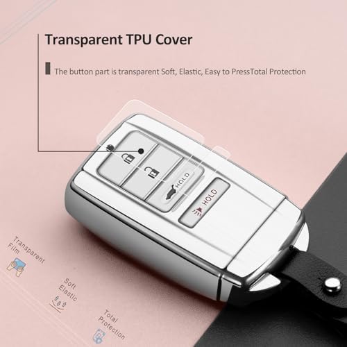 Compatible Acura Key Fob Cover, TPU Protector, Modern Style, Sheepskin Leather - Image 2