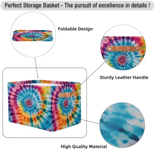 AUUXVA Storage Basket Abstract Swirl Tie Dye Pattern Storage Cube Box Durable - Image 6