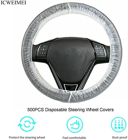ICWEIMEI 500PCS Universal Disposable Steering Wheel Cover Plastic Transparent - Image 6