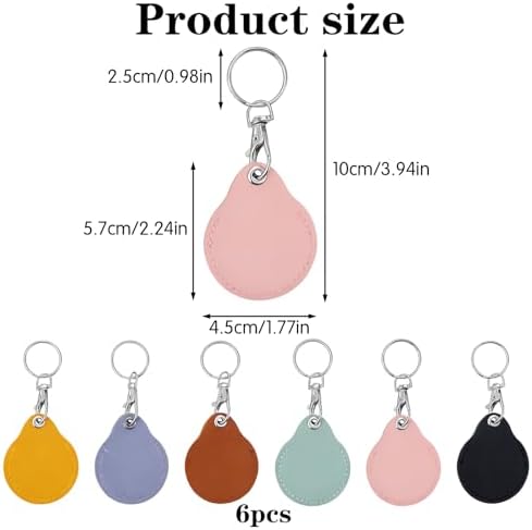 6 Pcs Leather Proximity ID Card Keychain Protector RFID Key Fob Holder Keychain - Image 2