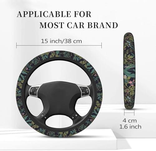 Vintage Daisy Leaves Flowers Steering Wheel Cover - Image 4