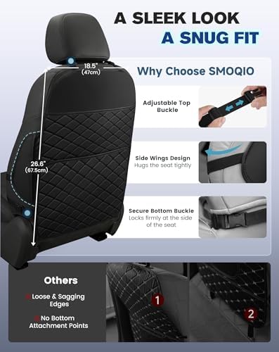 Seat Back Protectors for Kids, Car Kick Mats for Front Seats - Image 3