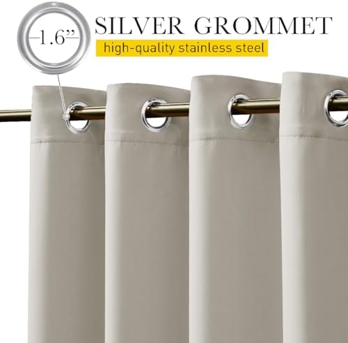 NICETOWN 2 Panels Outdoor Curtains Waterproof Extra Long W52xL108 Natural - Image 5