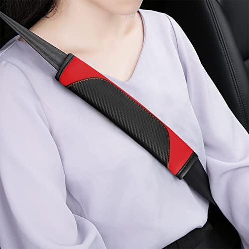 AUCELI 2PCS Carbon Fiber Car Seat Belt Cover, Breathable Leather - Image 5