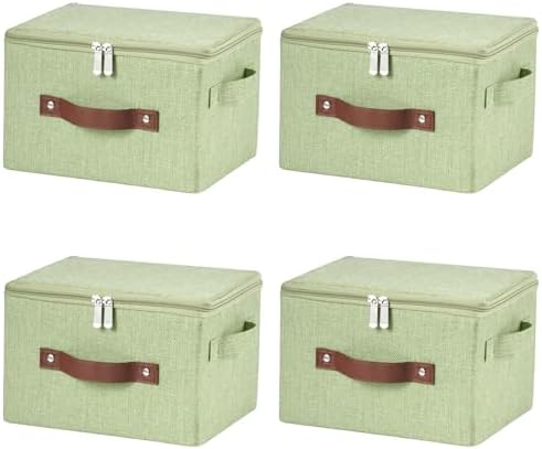 4PCS Storage Bins with Zipper Lids Decorative Lidded Basket Box by VinneGenzz