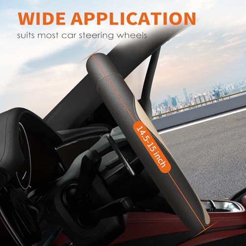 HOTOR Car Leather Steering Wheel Cover Universal 14.5"-15" - Image 2