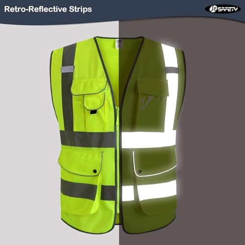 JKSafety 6 Pack Safety Vest for Men Women Reflective JK155 Yellow 2XL - Image 4
