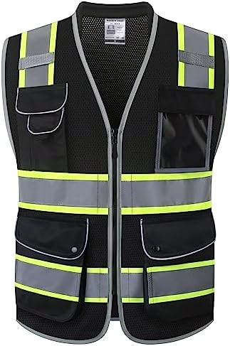 JKSafety Hi Vis Safety Vest for Men Women Cushioned Collar JK101 Black 2XL by JKSafety