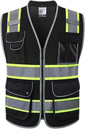 JKSafety Hi Vis Safety Vest for Men Women Cushioned Collar JK101 Black 2XL by JKSafety