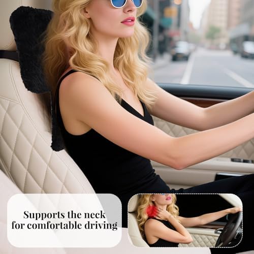 2 Pack Bow Car Headrest Pillows Plush Car Neck Pillows - Image 6