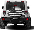 Delerain Black White American Flag Spare Tire Cover by Delerain