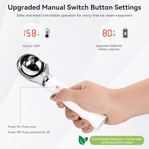 OTraki Rechargeable Heated Ice Cream Scoop Electric Warming Icecream Scoop - Image 2