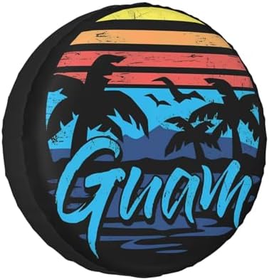 Guam Island Flag Palm Trees Weatherproof Spare Tire Cover by Unknown