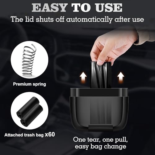 2 Pack Car Trash Can with Lid, Built-in Storage Garbage Bag - Image 4