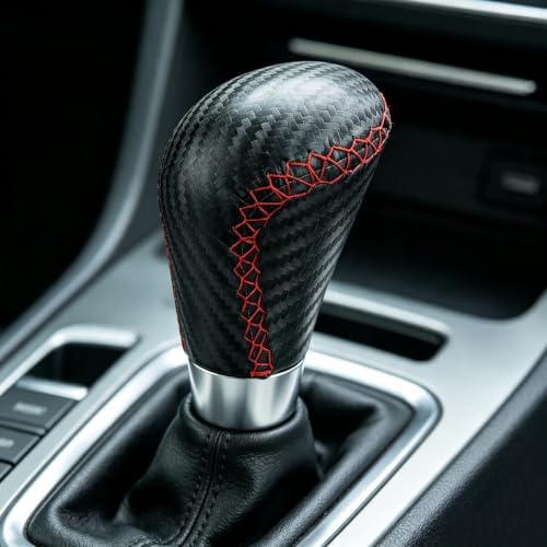 Lunsom Leather Shifter Knob R Style Shift Stick Handle Head Car Gear Lever - Image 2
