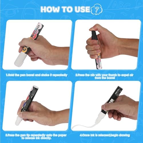 6PCS White Jumbo Liquid Chalk Markers Erasable 10mm Reversible Tip - Image 4