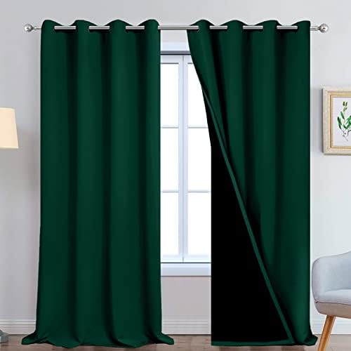 Yakamok Dark Green 100% Blackout Curtains 108 Inches Long 52" Wide 2 Panels by Yakamok