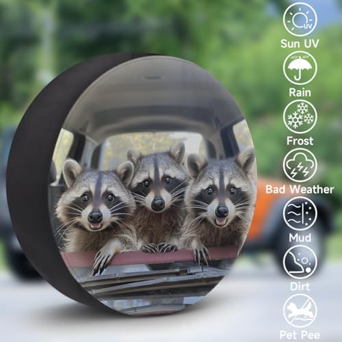 Animals Funny Raccoon Spare Tire Cover Waterproof Dust-Proof Spare Wheel Covers - Image 3