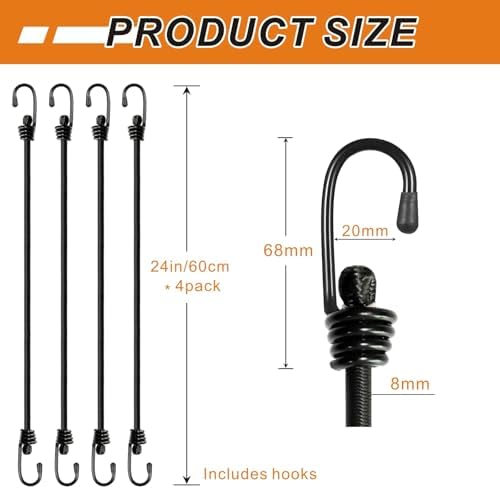 BEXSLE Bungee Cords with Hooks, Heavy Duty Outdoor Elastic Bungee Straps，No - Image 5