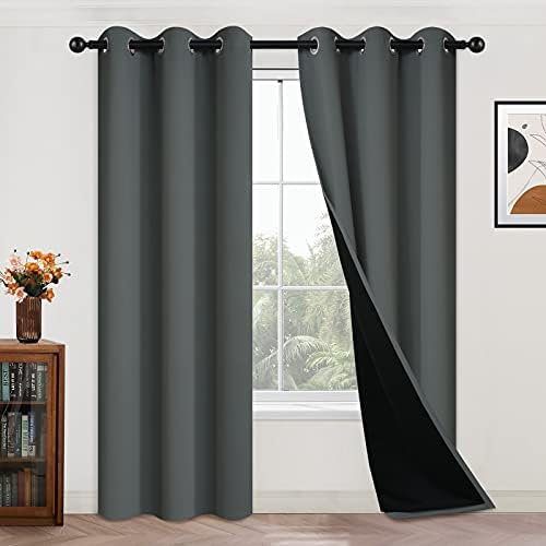 Yakamok Dark Grey 100% Blackout Curtains 84 Inches Long 42" Wide 2 Panels by Yakamok
